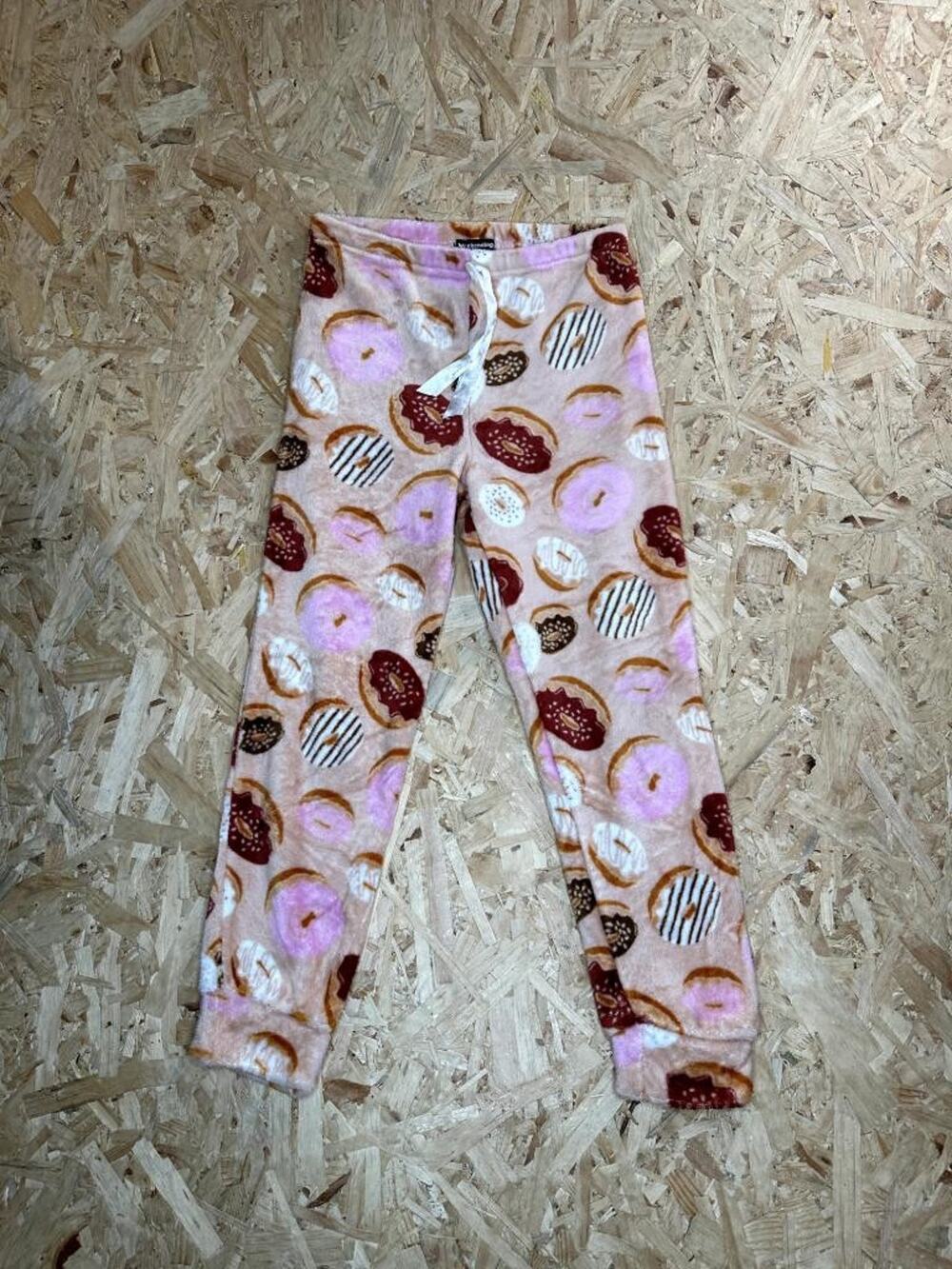 Weekending Donut Pajama Pants Womens Medium Pink Fleece Plush Sleep Joggers